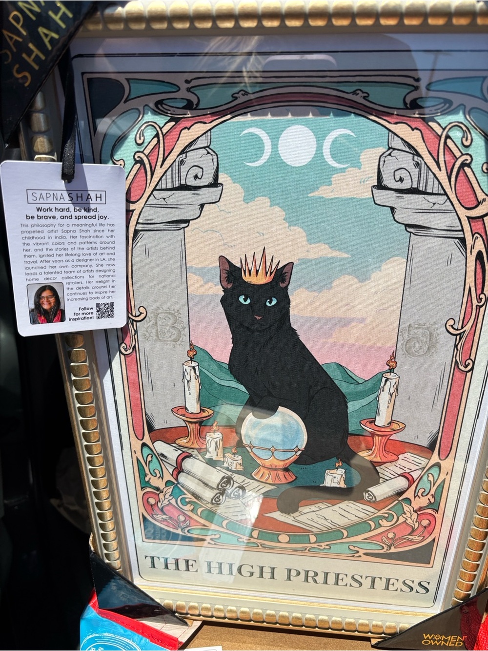 Viral Sapna Shah The High Priestess Cat Art Print - Black